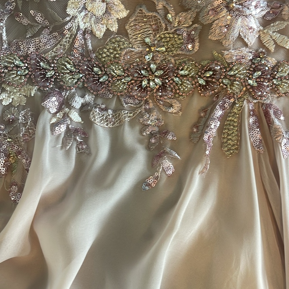 Mac Duggal Pink Embellished Cap Sleeve Bodice Flowy Gown - Picture 11 of 14